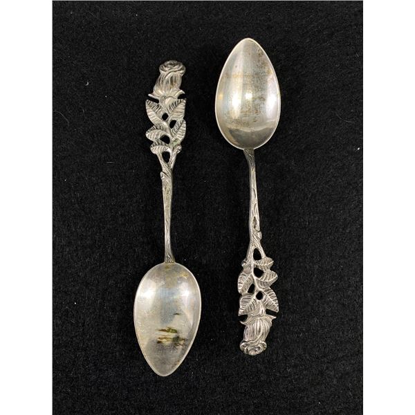 Pair Of Intricate .800 Silver Spoons