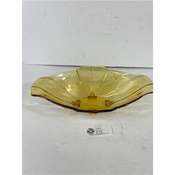 Vintage Mid Century Oval Amber Dish Approx. 11 1/2" Long, Nice Condition