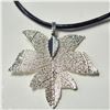 Image 1 : New Natural Leaf With Leather Chord  Necklace