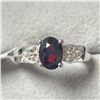 Image 1 : Silver Garnet And Cz  Ring,