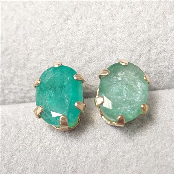 New 10K Yellow Gold Emerald(1.8ct)  Earrings