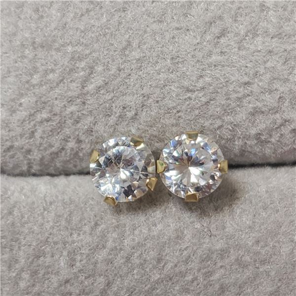 New 14K Yellow Gold Cubic Zirconia  Earrings, Made in Canada, Suggested Retail Value $240