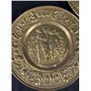Image 2 : 2 Vintage Embossed Brass Wall Plaques 14" & 16" Diameter, Ship & Pilgrims
