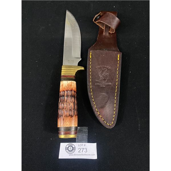 New "The Bone Collector" Hunting Knife, Made In USA,Hand Made w/Leather Sheath Approx. 9"Long