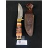 Image 1 : New "The Bone Collector" Hunting Knife, Made In USA,Hand Made w/Leather Sheath Approx. 9"Long