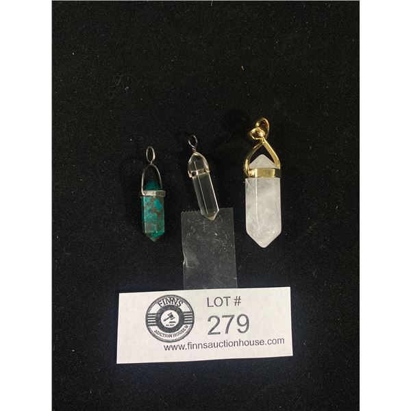 3 Vintage Crystal Stone Pendants