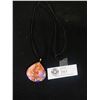 Image 1 : Unique Lace Agate Stone Pendant w/Black Cord String Necklace