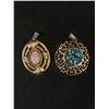 Image 2 : 3 Vjintage Gold Guilded Pendants, One Is Hinged Locket