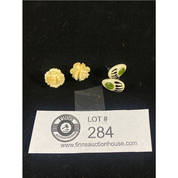 Pair Of Vintage Earring Studs, Possible Ivory