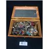 Image 1 : Unique Vintage Wood Box w/Lot Of Misc. Jewelry,Lot Of Earrings