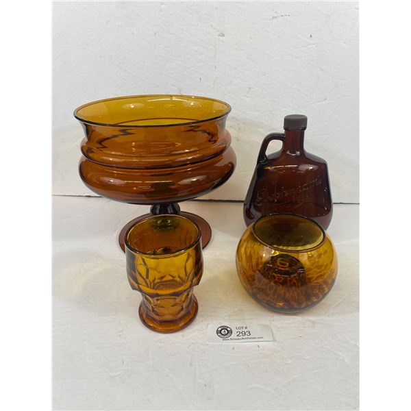 Nice Lot of Vintage Amber Glass