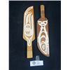 Image 1 : First Nations Small Wooden Painted Paddle Pair