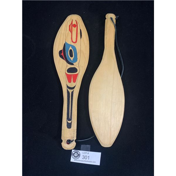 First Nations Small Wooden Painted Paddle Pair