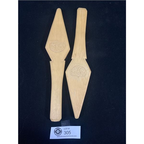 First Nations Small Wooden Painted Paddle Pair