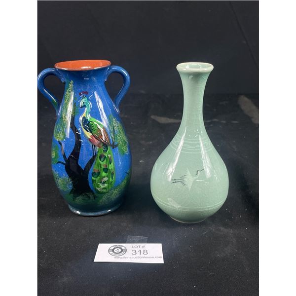 2 Small Pottery Vases