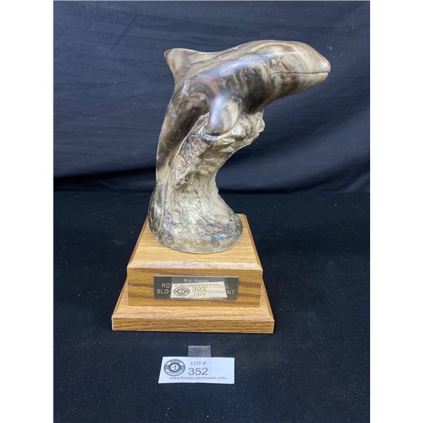 Very Nice Soap Stone Whale Trophy, 10" tall