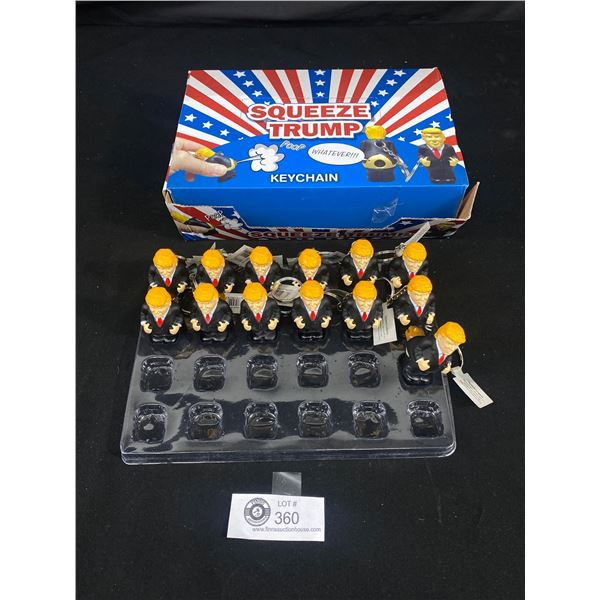 Lot of 13 Squeeze Trump Key Chains w/ Box