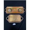 Image 1 : 2 Vintage Nicely Engraved Brass Serving Trays