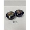 Image 1 : 2 Vintage Handpainted Lidded Trinket Boxes