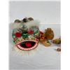 Image 2 : 2 Vintage Wooden Asian Decorative Masks + Mini Clogs from Holland