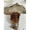 Image 2 : 2 Nice Folk Art Pottery Vases + Wooden Carving
