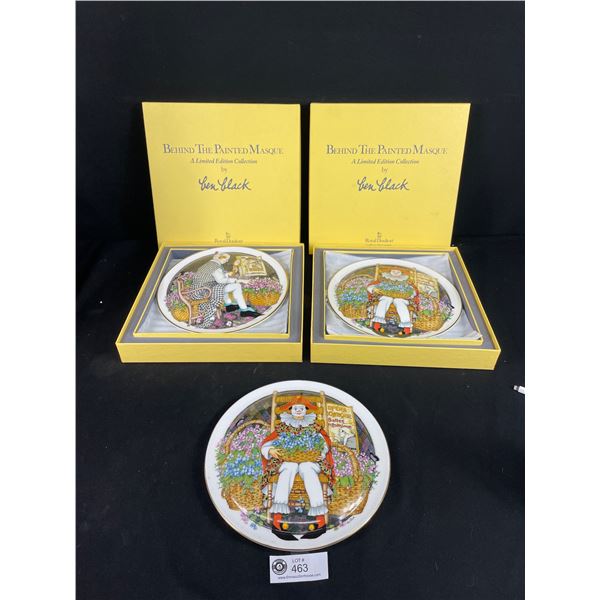 Lot of 3 Royal Doltan Behind the Painted Masque Collector Plates