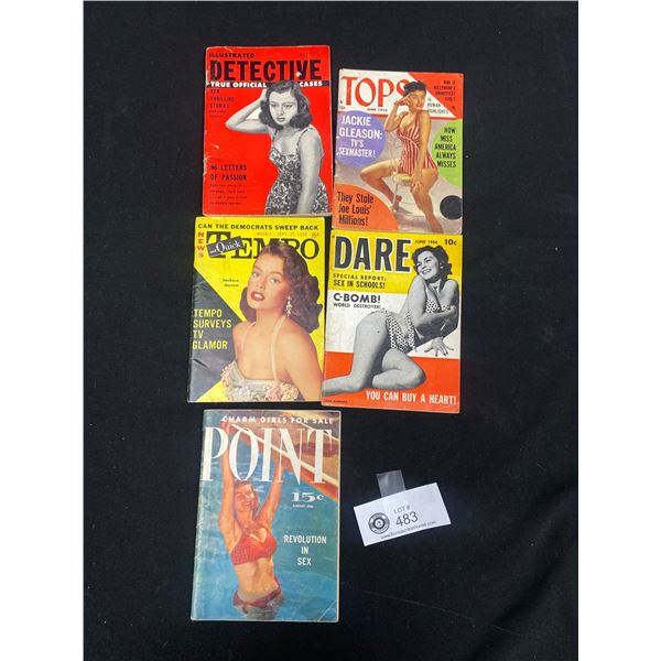 Lot of 5 Vintage 1950s Pin up Girl Coverbooks, Dare, Detective, etc