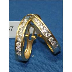1.00Ctw Diamond Hoops Earrings