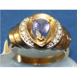 1.00Ctw AAA Tanzanite & Diamond Ladies Ring