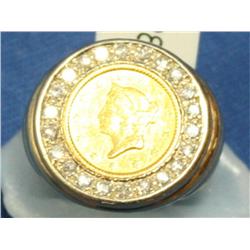 3/4Ctw Diamond Coin unisex Ring 1851 One Dollar