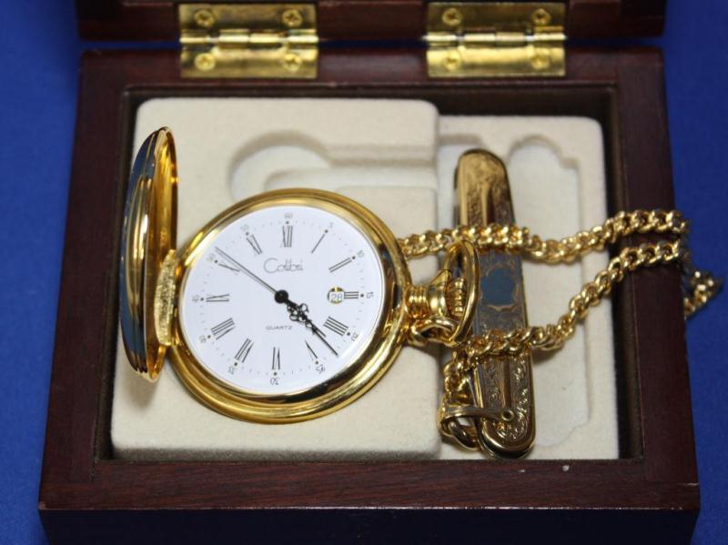 Colibri Quartz Pocket & Knife Watch Wood Box