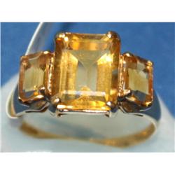 4.00Ctw AAA Deep Yellow Citrine Ladies Ring
