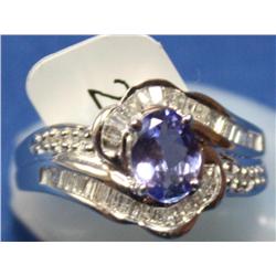 1.5Ctw AAA Tanzanite & Diamond Ladies Ring