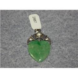 Green Jade Heart Shape Pendant Hand Made