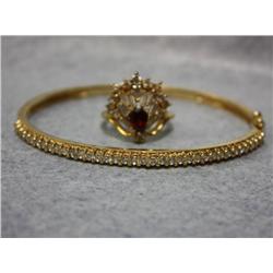 14kt Gold Vermeil Bracelet & Garnet Ladies Ring