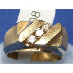 3 Diamond Wedding Men's Band Hand Made