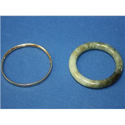 2 Baby Bracelets- 14k Solid Gold-Ming Jade Bangle