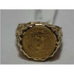10K yellow Gold Ring W/22K Peso