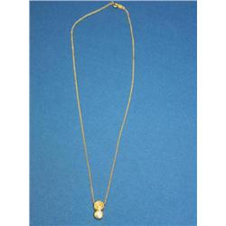 18K Yellow Gold Chain & Pendant W/20pt Diamond