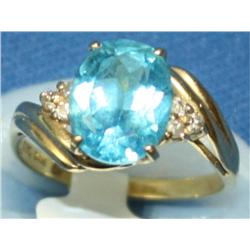2.00Ctw AAA Blue Topaz & Diamonds Ladies Ring