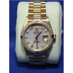 Genuine Rolex Watch 18K Gold, Diamonds & Rubies