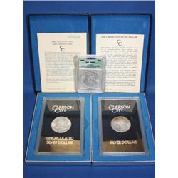 Uncirculated Carson City TWO Coins & Morgan Dollar