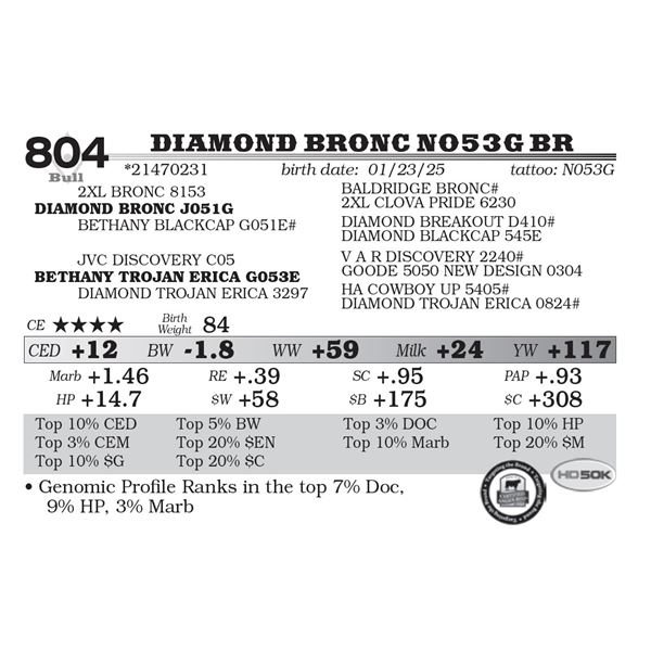 Diamond Bronc N053G BR