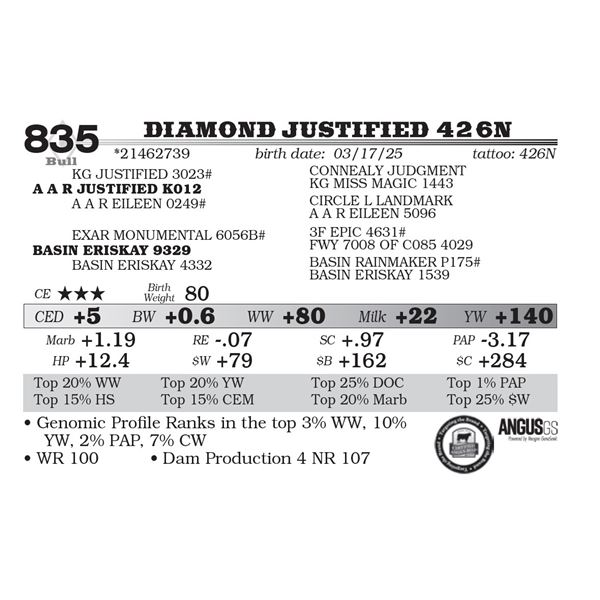 Diamond Justified 426N