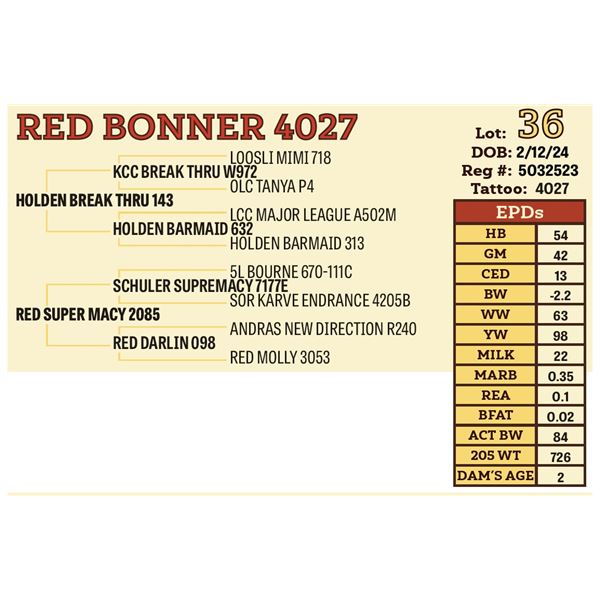 RED BONNER 4027