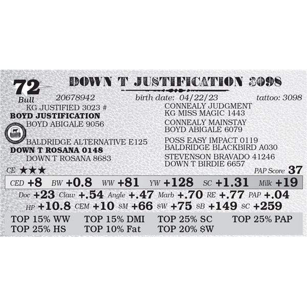 DOWN T JUSTIFICATION 3098