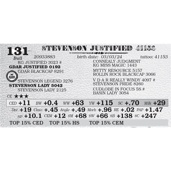 STEVENSON JUSTIFIED 41153