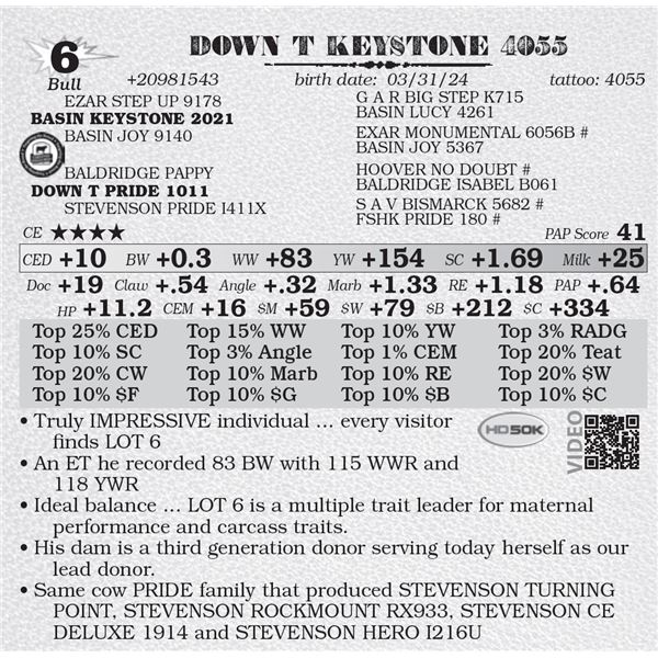 DOWN T KEYSTONE 4055