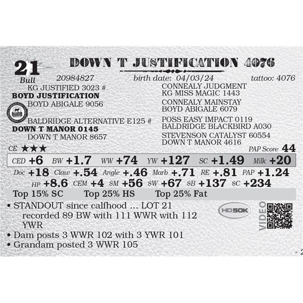 DOWN T JUSTIFICATION 4076