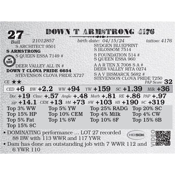 DOWN T ARMSTRONG 4176